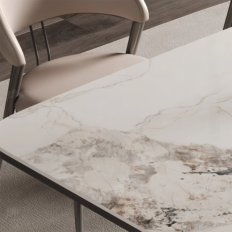 Modern Rectangular Rock Slab Dining Table Sets, 29.5"H x 55.1"L x 31.5"W