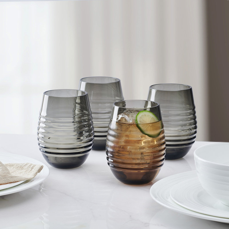 Mikasa Ciara 18 oz. Stemless Wine Glasses, Gray
