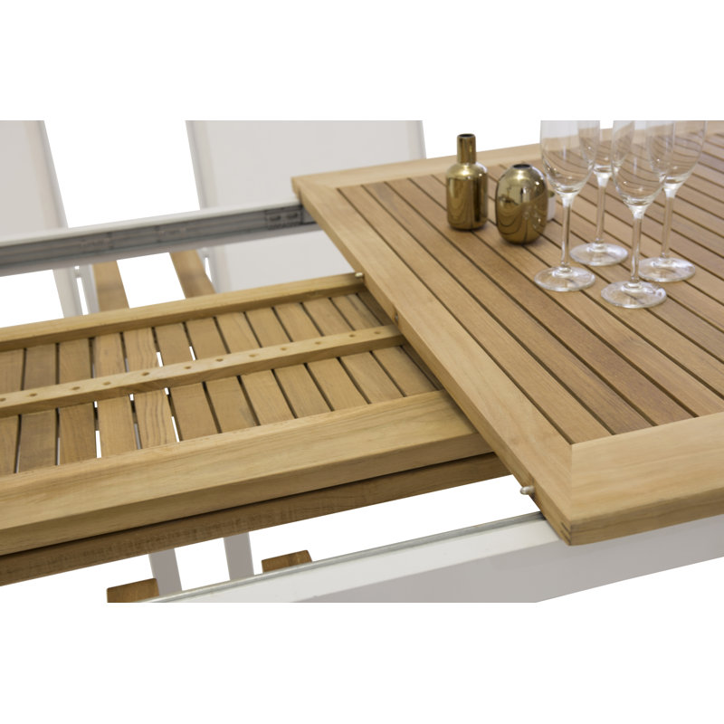 Navya 4 - Person Teak Patio Dining Set with Extendable Rectangular Table