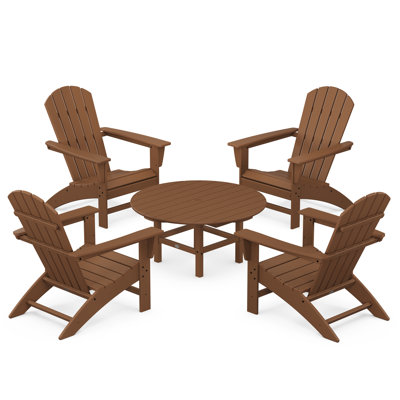 POLYWOOD Nautical 5-Piece Adirondack Chair Conversation Set
