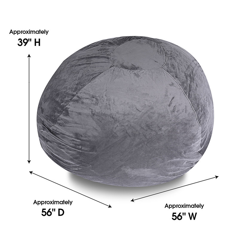 Minky Velvet Bean Bag Chair, Gray Velvet