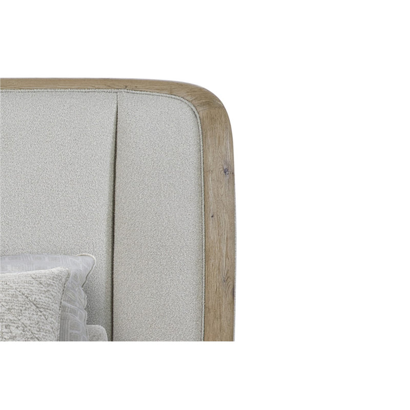 Grand lit tapissier au fini pin noueux anglais, Grand lit