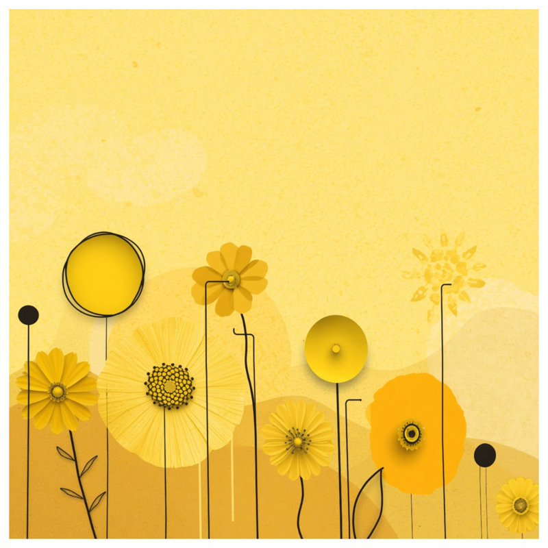 Rideaux de douche fleurs jaunes très artistiques, 70in W x 93in H