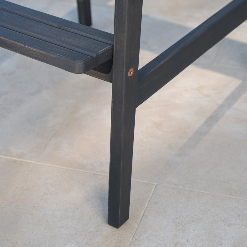 Ensemble de 2 tabourets de bar Adirondack d'extérieur - Bois d'acacia massif, dossier à lattes gris foncé