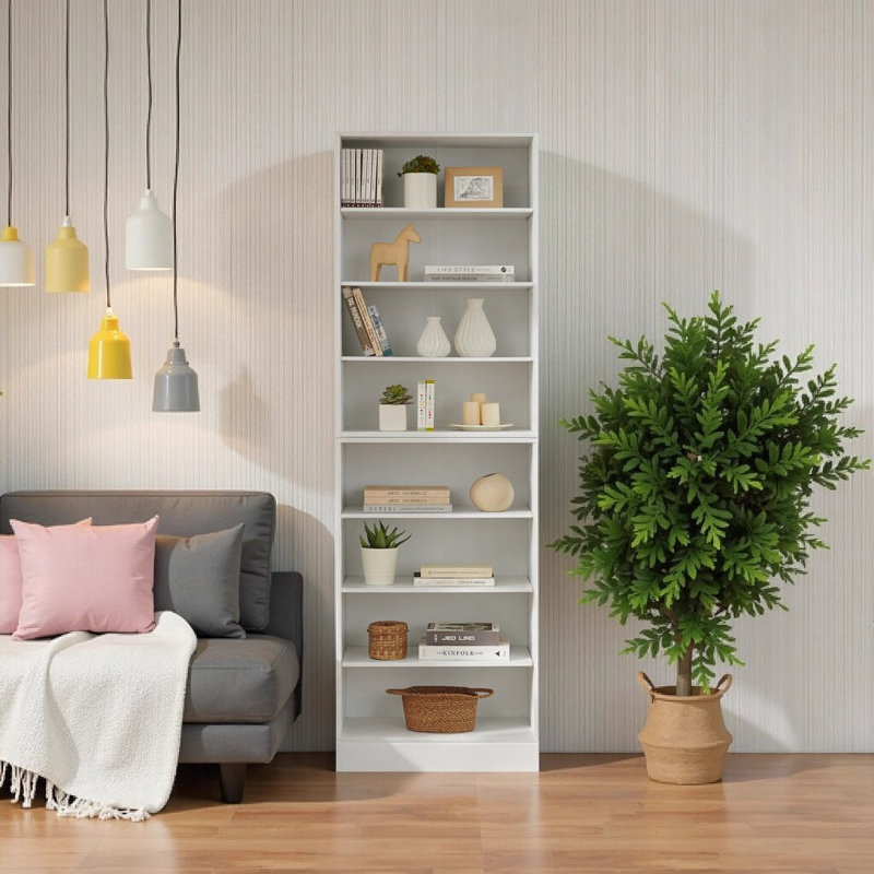 8 - Layer Adjustable CD DVD Storage Cabinet & Display Bookshelf, Multi - Functional Double - Layer, White MDF for Home and Office