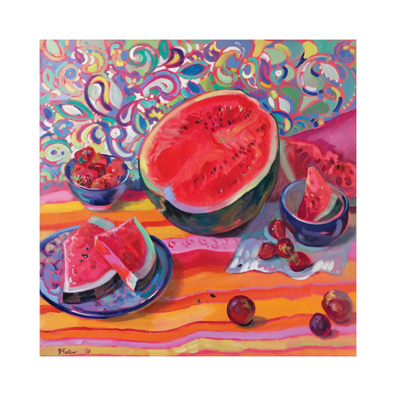 Still Life with Watermelon 1 Piece Wrapped Canvas Painting, 45.72 cm H x 45.72 cm W x 3.175 cm D
