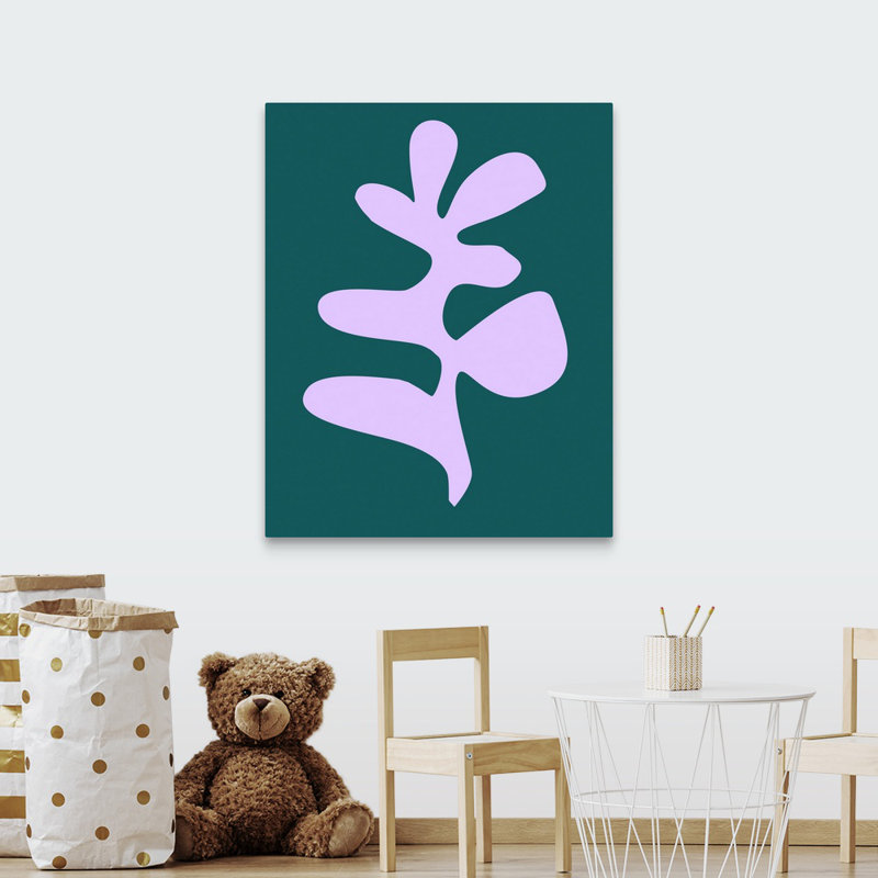 Art encadré pour enfants corail xi, H 45 po x l 36 po x P 1,2 po, Toile bouclée/turquoise/mauve/vert