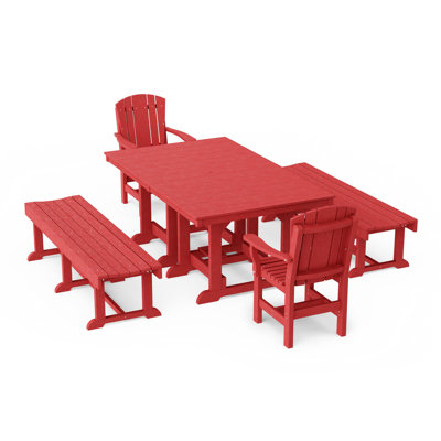 Heritage 5-Piece Rectangular Dining Set With Benches