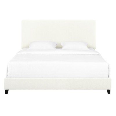Très grand lit tapissier Boucle - Créez un espace de chambre à coucher confortable avec un revêtement en tissu élégant
