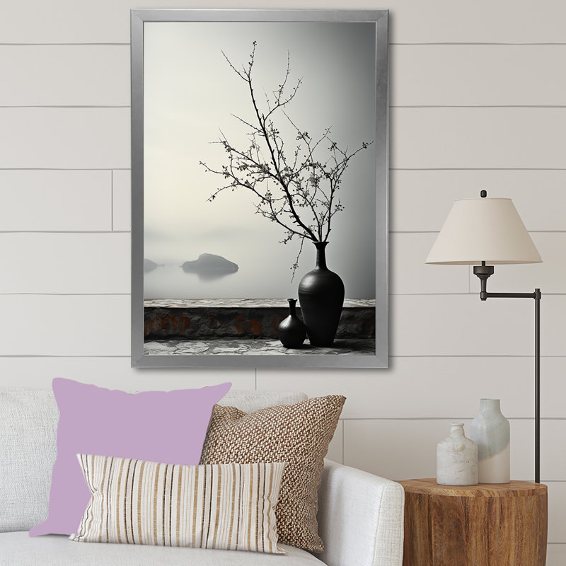 " Minimalism Winters Window Oasis I ", Silver Single Picture Frame, 32" H x 16" W x 1" D