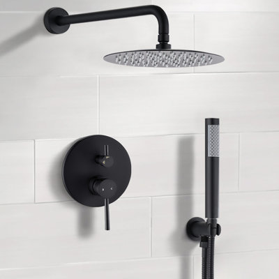 Paire de pomme de douche noire matte de 10 po: pluie et douchette, laiton pour une douche confortable avec une expérience de bain relaxante
