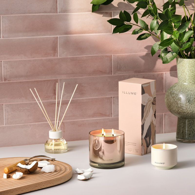 Coconut Milk Mango Scented Candle in Beige Floral Tin