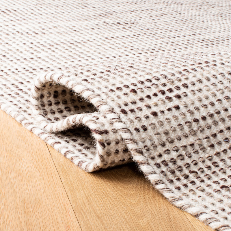 Corenia Hand Tufted Wool/Cotton Rug in Brown/Ivory, Rectangle 2'3" x 5'