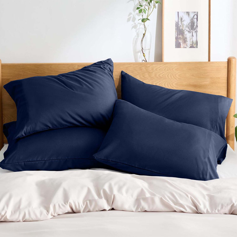 100% Microfiber Solid Dyed Pillowcase - Modern Accent Pillow Cover for Sofa, Bed & Living Room, Navy