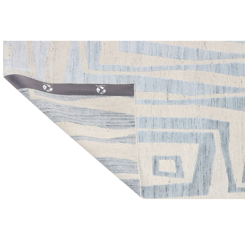 Hand Woven Wool Geometric Area Rug, Rectangle 10' x 14'