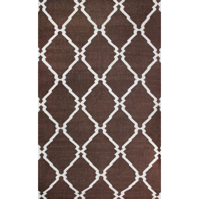 Tapis décoratif en laine tissé à la main brun/crème Buster, Rectangle de 5 pi x 8 pi
