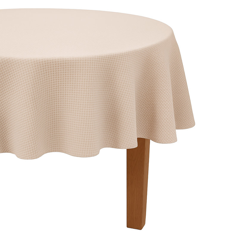 Waffle Weave Solid Color Tablecloth Round, Round 72", Natural