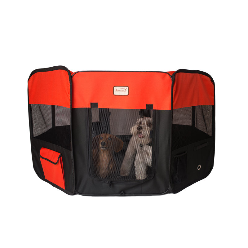 Extra-Large Red and Black Portable Plastic Pet Playpen