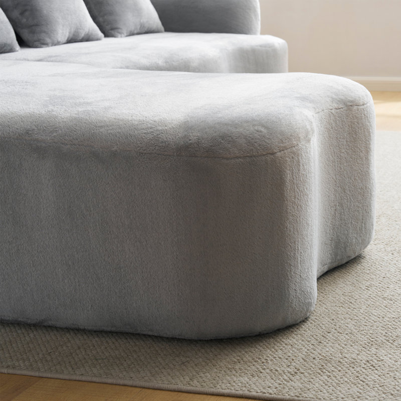 Canapé modulaire en forme de L de 104,7 po avec méridienne et siège profond à 4 places Boneless, Gris