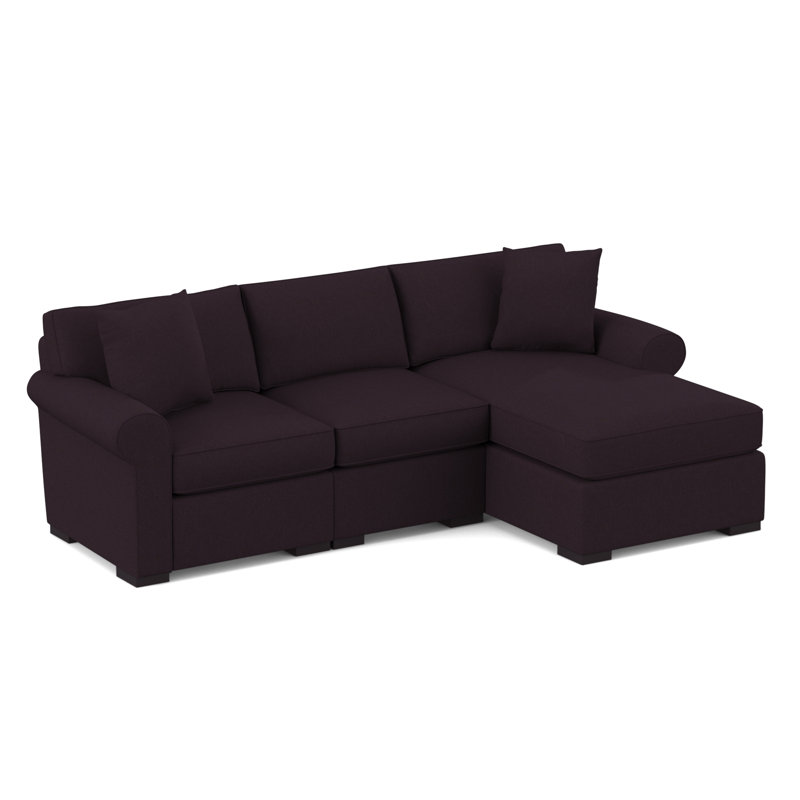 Star Upholstered L-Shaped Sectional, Bella Aubergine Performance Velvet, Right Hand Facing
