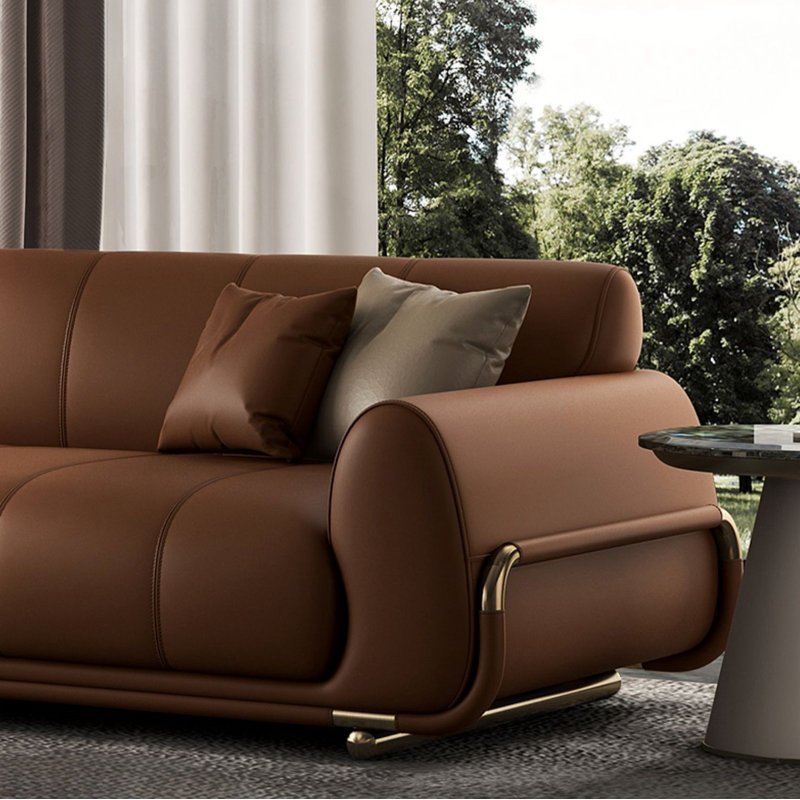 Canapé moderne minimaliste et créatif, Brun, H 31,5 po x l 103,54 po x P 39,37 po, Doré
