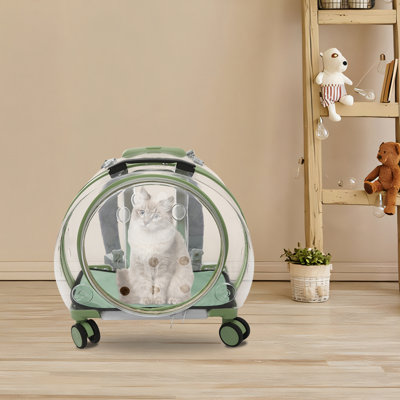 Porte-chat respirant avec roulettes à poignée réglable