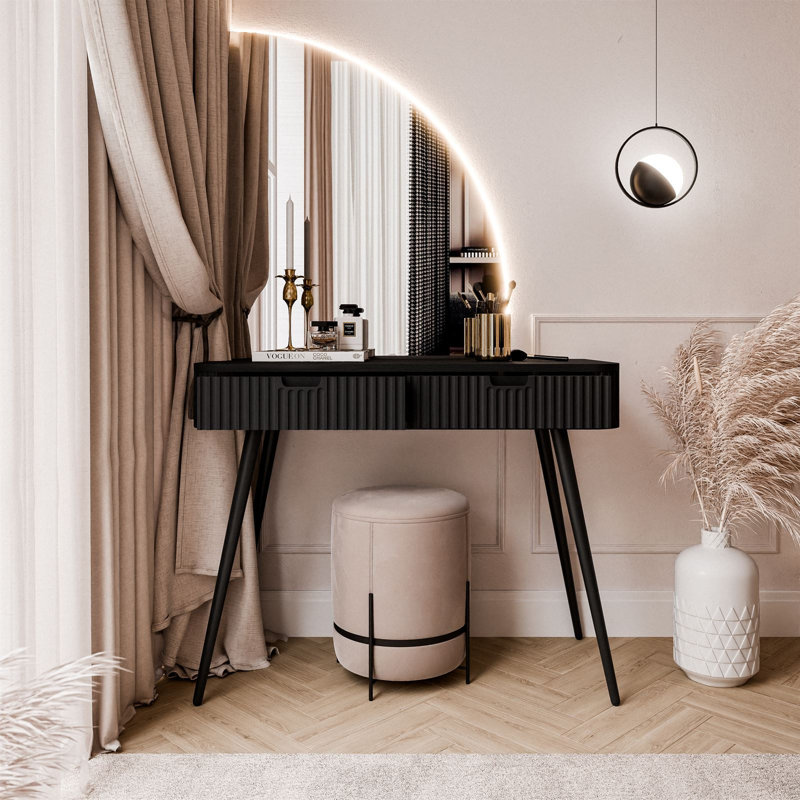 -QS dressing table with LED mirror, Black