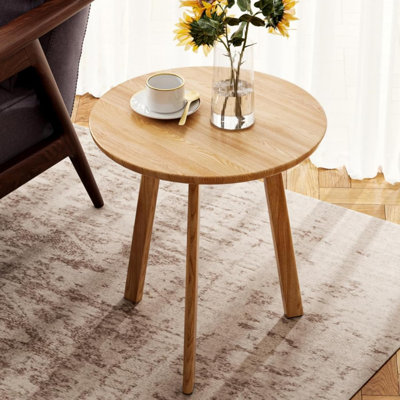 Solid Oak Side Table-Brown Oak