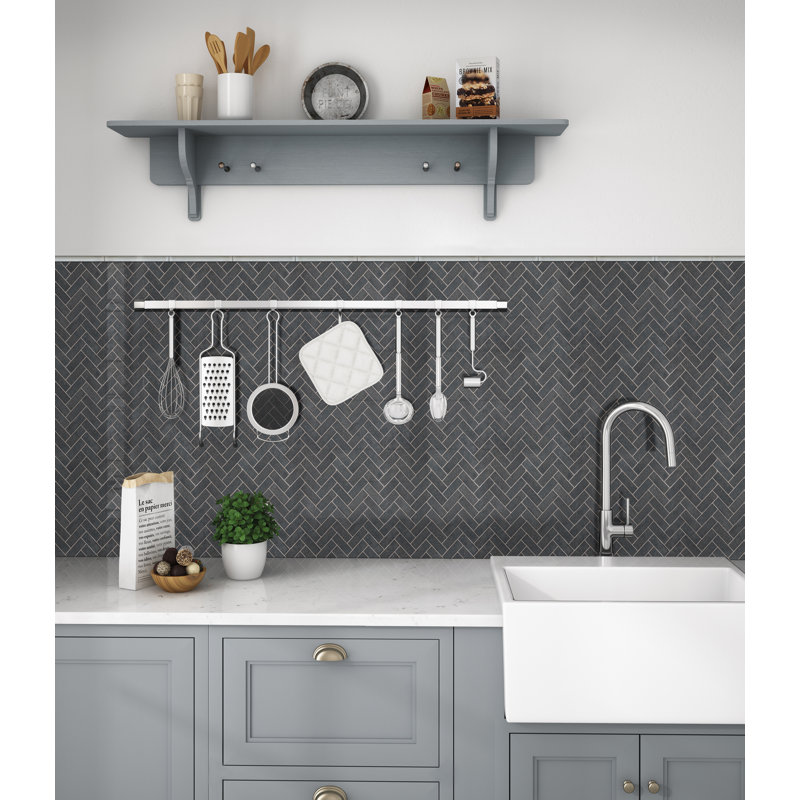 0.63 in. x 6 in. Glossy Ceramic Quarter Round Tile Trim, Mistfall
