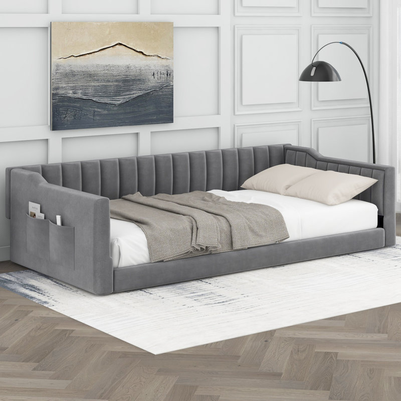 Daybed With Side Storage Pocket, Gray