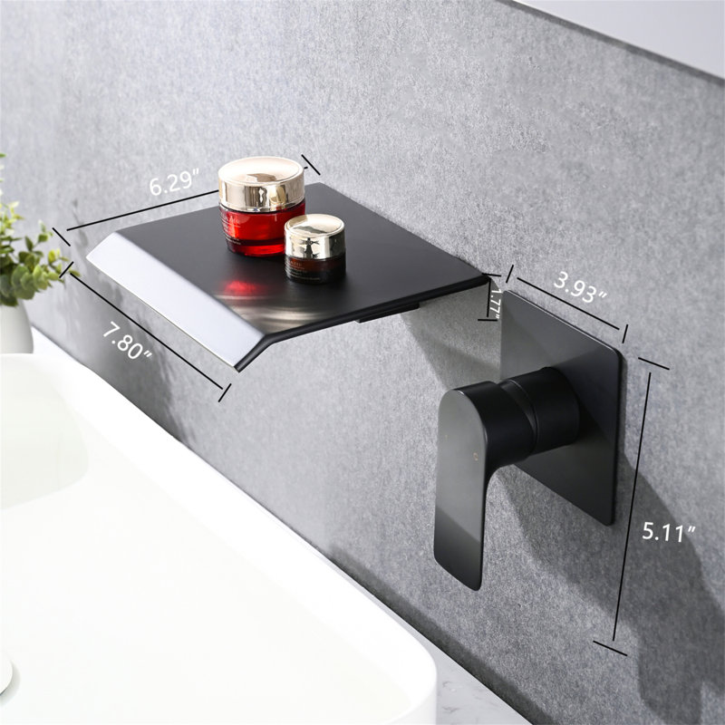 Robinet de baignoire mural Waterfall, Noir mat