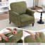 Fauteuil rembourré avec pieds en bois massif et détails cloutés-1051118904