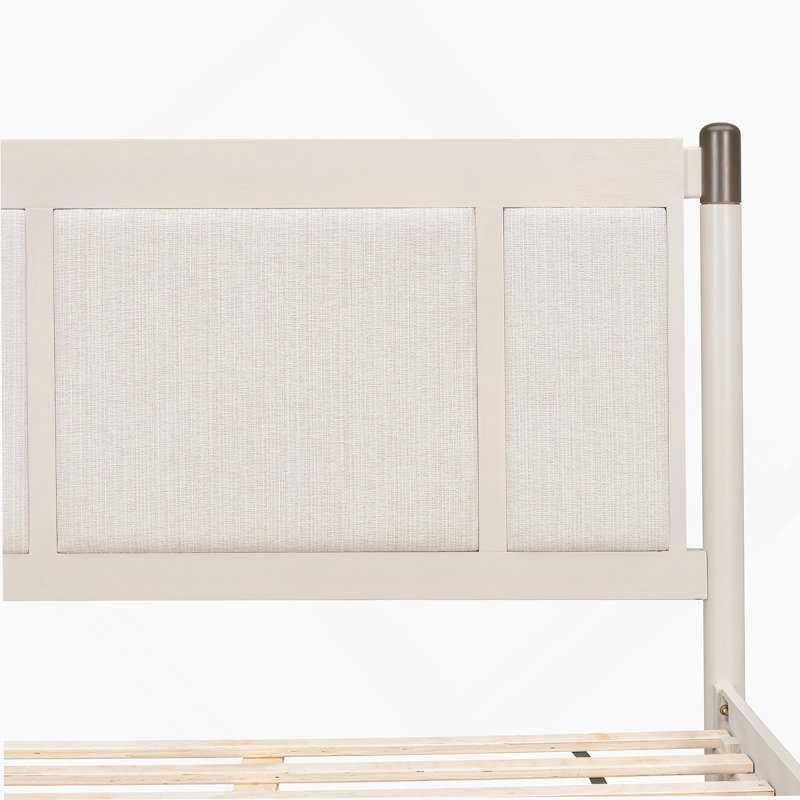 Lit très grand en bois massif avec finition grise élégante, cadre durable et tête de lit texturée élégante pour les chambres à coucher modernes