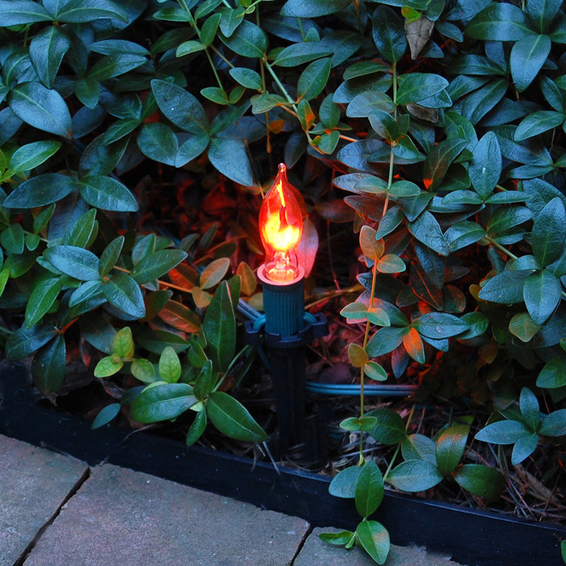 Electric Pathway Lights with 10 Flickering Orange Bulbs