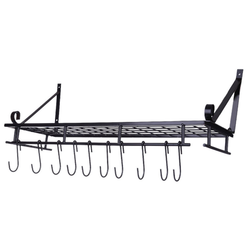 Metal Handcrafted Rectangle Wall Mounted Pot Rack, 25cm H x 45cm W x 24cm D