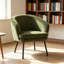 Fauteuil demi-tonneau gris en velours côtelé avec pieds en métal noir, fauteuil d'appoint capitonné Modern Channel avec rembourrage en mousse dense, fauteuil simple confortable pour le bureau de la chambre à coucher du salon-1895059109