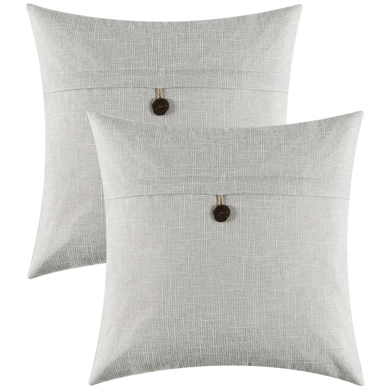 Housses de coussin carrées, Gris / blanc, 20 po x 20 po, Non