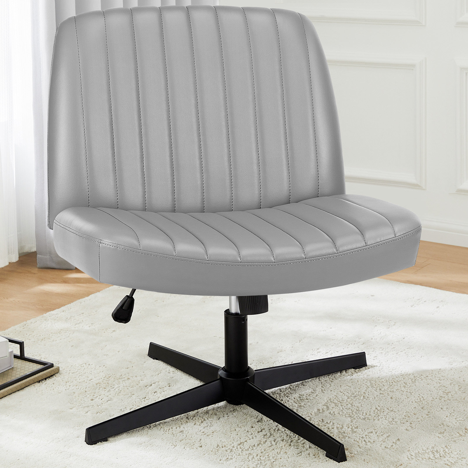 Ebern Designs Office Chair,No Wheels Armless Swivel Home Office Chair ...