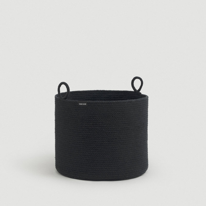 Black Loops Cotton Rope Basket - Medium, 28 pt, Black