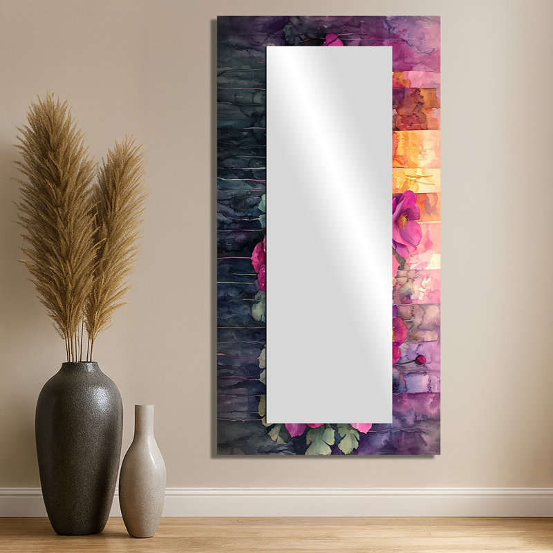 Lavande Echeveria In A Mystic Succulent Forest - Miroir mural décoratif floral - imprimé sur métal, 28 po x 55 po