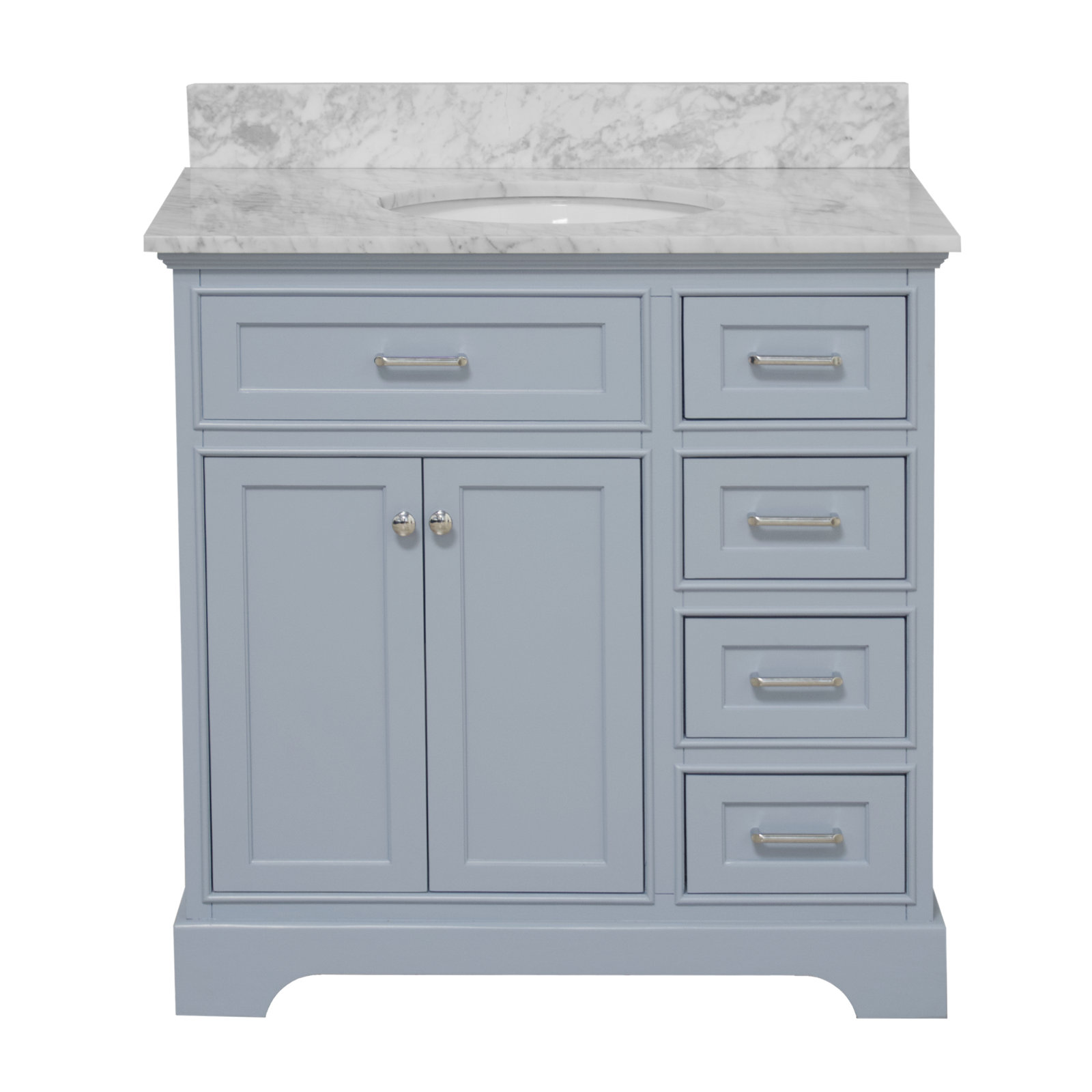Ronnie 36'' Single Bathroom Vanity, Carrara Marble, Powder Blue