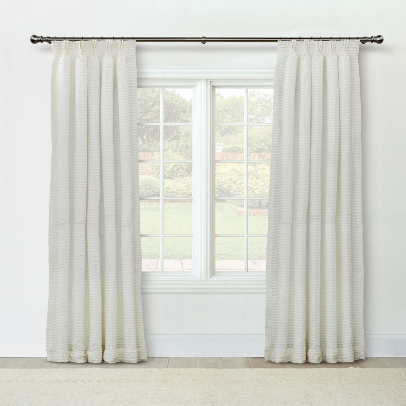 Yearling Pleated Sheer Semi Sheer Curtain, Pearl, 20" x 84"