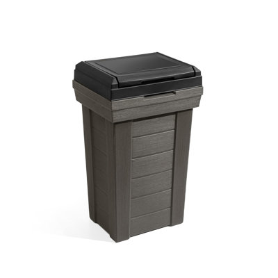 Poubelle en cèdre foncé de grande capacité avec couvercle, poubelle décorative intérieure et extérieure pour le patio, la cuisine et la piscine