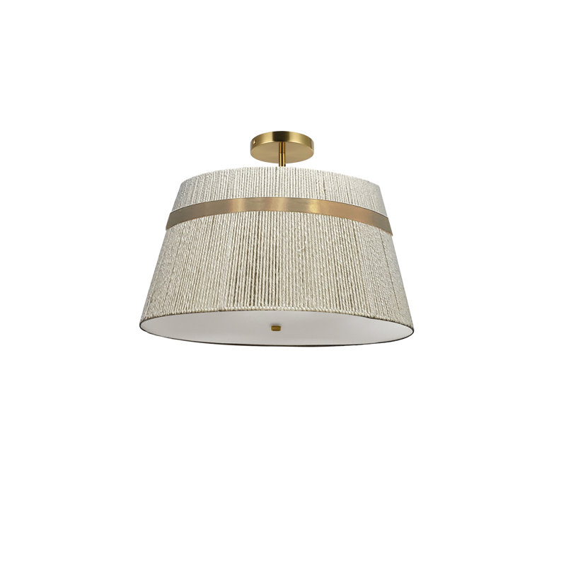 Plafonnier semi-encastré 3 lumières Karns, Laiton vieilli
