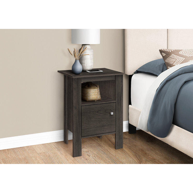 Table d'appoint transitionnelle pour salle familiale - Stratifié chêne brun avec protecteurs de plancher décoratifs ouverts