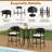 3 Pcs Patio Rattan Bar Set Wicker Armchairs & Round Table With Tempered Glass Top