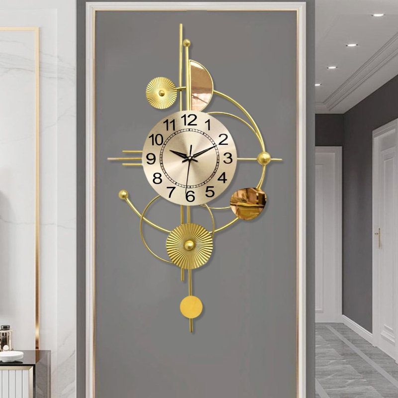 Golden Oversized Modern Round Silent Wall Clock