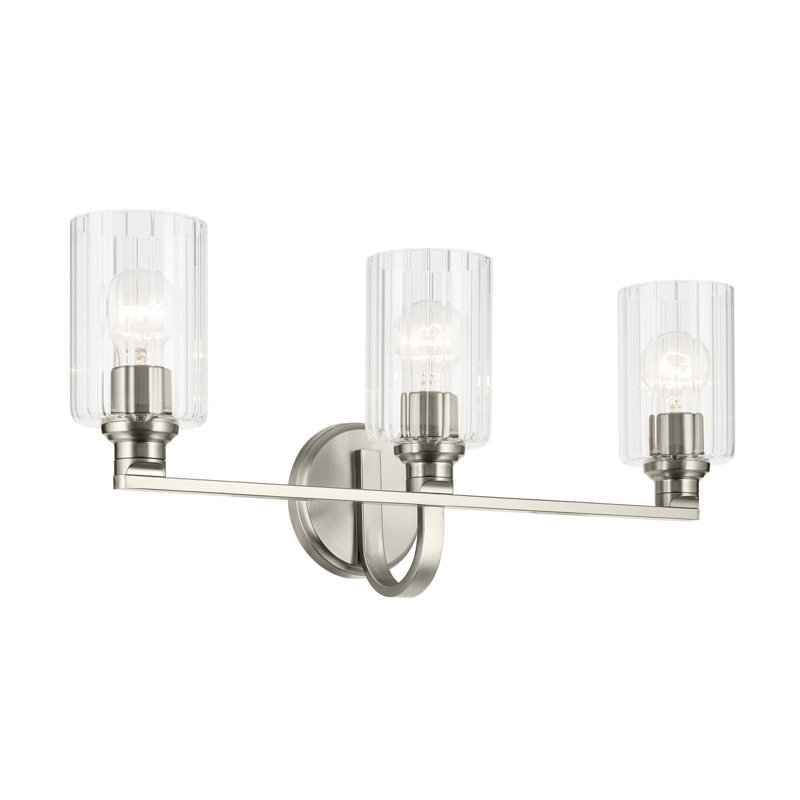 24.25" 3-Light Vanity Light with Glass, Clear, Brushed Nickel