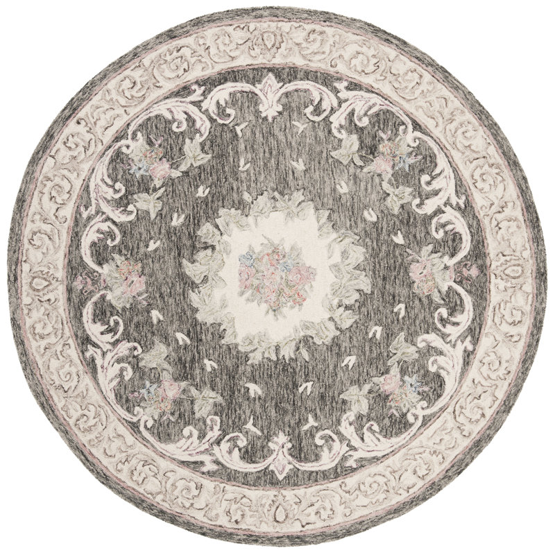 Miyuki Hand Tufted Wool Oriental Rug, Round 6'