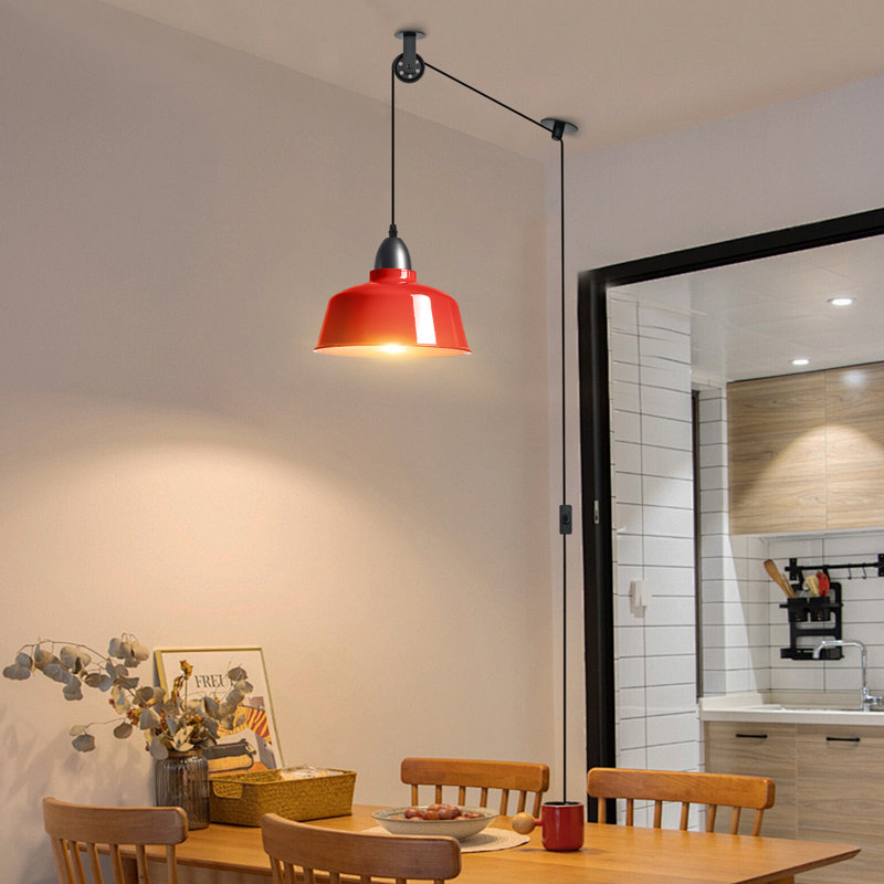 Luminaire suspendu Red Farmhouse Plug In, Rouge